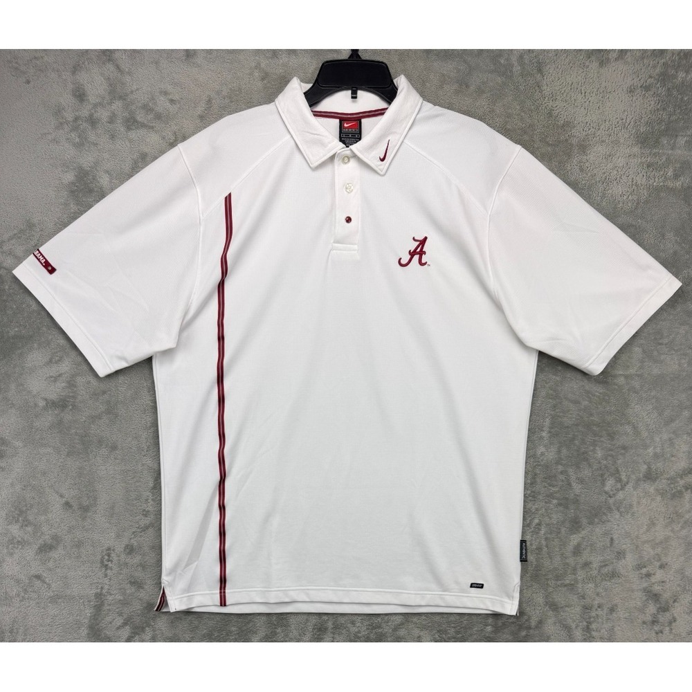 Nike Men's Alabama Crimson Tide Polo Shirt‎ Sz L White Golf Performance Team